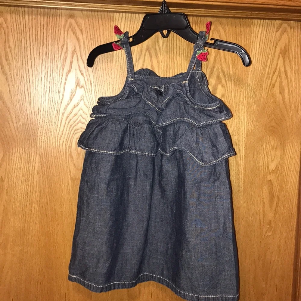 RARE Gymboree 2T Strawberry strap chambray denim ruffle bodice sun dress EUC